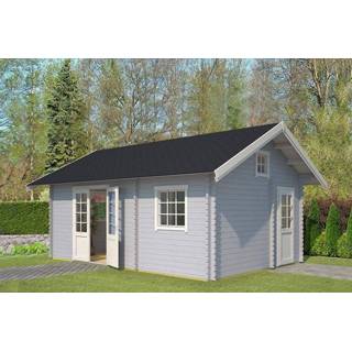 👉 Tuin huisje carbon grijs wit Outdoor Life Products | Tuinhuis Caroline 390 x 575 Gecoat Grey-Wit 8711471450523