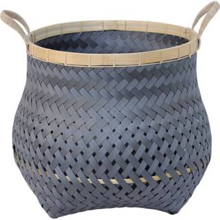 👉 Mand plastic rotan mannen zwart van en Gerecycled met Handvaten (48 cm) 8717506141886