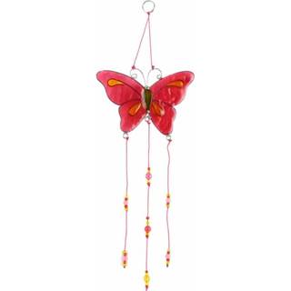 👉 Polyresin roze Hangende Decoratie Vlinder 8717506140889