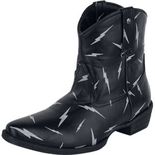 Laarzen zwart vrouwen hoofdmateriaa polyurethaan Rock Rebel by EMP - Schwarze Cowboy-Boots mit Alloverprint Blitz-Motiv 4064854013216