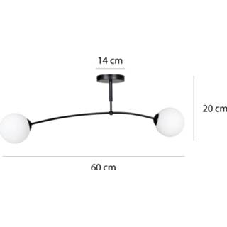 👉 Plafondlamp zwart metaal a++ wit Pregos 2, 2-lamps,
