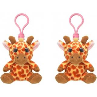 👉 Mini knuffel pluche kinderen Set van 4x stuks giraf sleutelhanger 9 cm