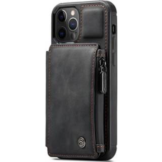 👉 Portemonnee zwart CaseMe - Retro Zipper Wallet iPhone 12 Pro Max 6.7 inch 7106611080035