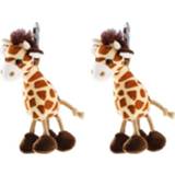 👉 Mini knuffel pluche kinderen Set van 2x stuks giraffe sleutelhanger 13 cm