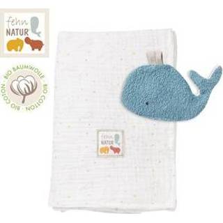 👉 Stuks dekentjes Fehn NATUR - Muslin blanket with whale 4001998056365