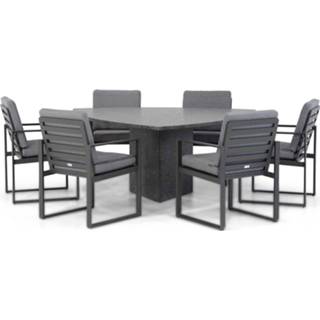 👉 Tuinset antracite aluminium dining sets grijs-antraciet Santika Zaga/Graniet triangel 170 cm 7-delig 7423605343359