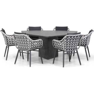 👉 Tuinset Mixed Black-White dining sets grijs-antraciet Lifestyle Dolphin/Graniet triangel 170 cm 7-delig 7423608645658