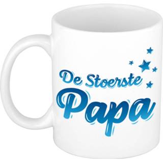 👉 Beker wit blauw De stoerste papa cadeau mok / en - Vaderdag verjaardag