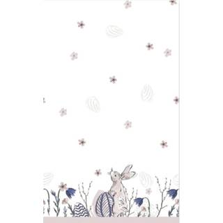 👉 Tafelkleed wit roze Paasdecoratie tafelkleed/tafellaken 138 x 220 cm wit/roze konijnen/hazen print