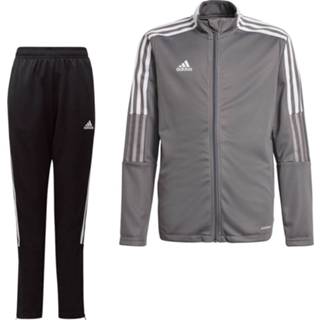 👉 Trainingspak grijs wit trainingspakken kinderen Adidas Tiro 21 Full Zip Kids