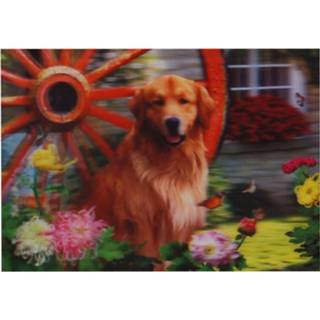 Poster meisjes zwart 3d Golden Retriever-