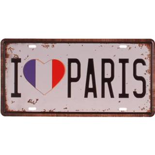 👉 Nummerbord mannen wit Amerikaans - I love Paris-
