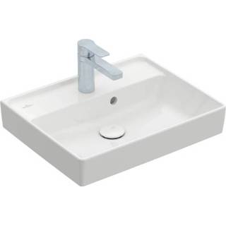 👉 Fontein wit keramiek Villeroy & Boch Collaro onderzijde geslepen 50x40cm m. overloop 1 kraangat ceramic+ stone white 4051202920548