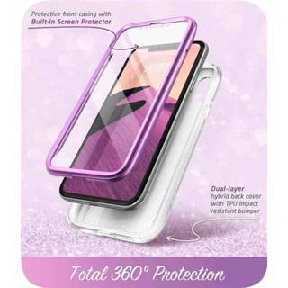 👉 Screenprotector paars COSMO 360° Backcover Hoesje Met Screen Protector iPhone XR - Marble Ameth 843439131330