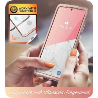 👉 Screenprotector wit COSMO 360° Backcover Hoesje Met Screen Protector Samsung Galaxy S20 Ultra - Marble 843439130067