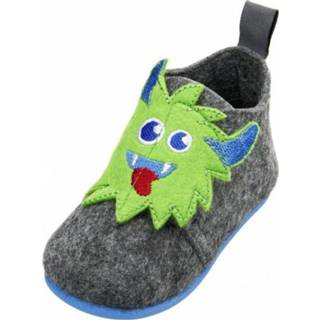 👉 Pantoffels grijs vilt junior babyschoenen Playshoes Monster 4010952557725