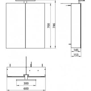 👉 Spiegel kast aluminium met frontspiegel Emco Mee spiegelkast 60 cm 2 deuren en LED-verlichting, 4018445117982