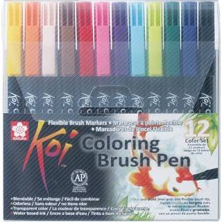 👉 Etui Sakura Koi brushpen Coloring Brush Pen, van 12 stuks in geassorteerde kleuren 84511391772