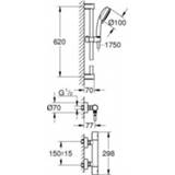 👉 Douche kraan chroom verchroomd GROHE Grohtherm 800 Cosmopolitan thermostatische douchekraan met glijstangset 60 cm, 4005176612053