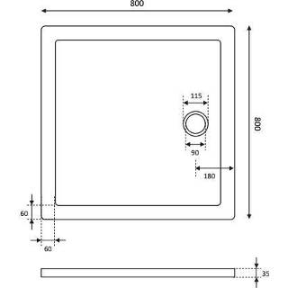 👉 Douchebak wit acryl Bewonen Aloni vierkant 80x80x4cm 5404024101098