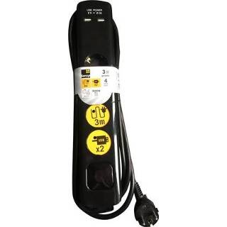 👉 Stekkerdoos male Sencys Schuko 4-polig USB 3m 5414628063012