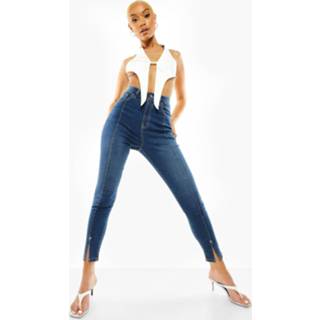 👉 Skinny Jeans Met Split, Mid Blue