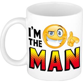 👉 Beker wit mannen Im the man kado mok / met smiley - cadeau