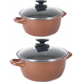 👉 Kookpan rose Kookpannen set van 2x stuks 3 liter en 8 Burgos