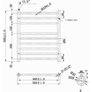 👉 Design radiatoren RVS chroom links athena zij EH Radiator 50x60 cm Geborsteld 8719304911722