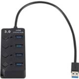 👉 Switch zwart USB 3.0 4-port Hub with Button USB3.0 Splitter