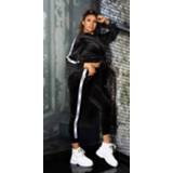 👉 Sweatsuit zwart fluweel elasthan vrouwen Trendy hoodie + joggingbroek