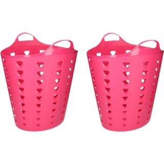 👉 Wasmand roze Set van 2x stuks 60 liter