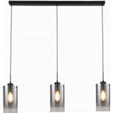 👉 Hang lamp glas l zwart Freelight Hanglamp Ventotto 3 lichts 100 cm rook 8720143022463