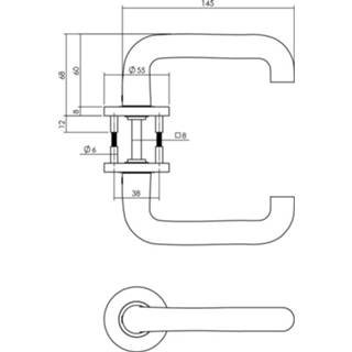 👉 Deurkruk rond modern loop geveerd op rozet met nokken ø6x 8714186492154