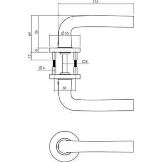 👉 Deurkruk modern loop recht geveerd op rozet met nokken ø6 8714186492185