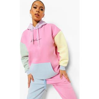 Woman Pastel Geborduurd Colour Block Hoodie, Multi