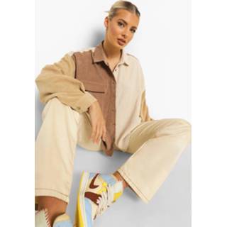 👉 Oversized Corduroy Colour Block Blouse, Chocolate