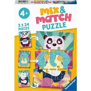 👉 Dierenpuzzel kinderpuzzels Mix & Match - Rockende Dieren Puzzel (3 x 24 stukjes) 4005556051373