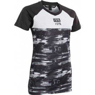 👉 Fiets shirt XL vrouwen grijs zwart ION - Women's Tee S/S Scrub AMP Distortion Fietsshirt maat 42 XL, zwart/grijs 9008415899128