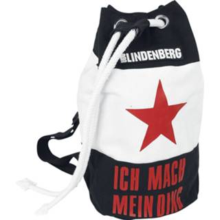 👉 Rugtas zwart rood wit unisex hoofdmateriaa canvas Udo Lindenberg - Ich mach mein Ding Seesack 4064854264656