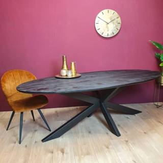 👉 Eettafel zwart mannen Ovale 240 cm | New York Mangohout