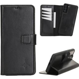 👉 Echt leer ruimte voor papiergeld Burcht Trecht bookcover flip hoes zwart NorthLife - Uitneembare 2-in-1 (RFID) bookcase Samsung Galaxy S21 8691051786726