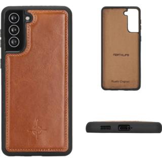 👉 Echt leer backcover hoes bruin mastreit cognac NorthLife - Lederen Samsung Galaxy S21 8691051786801