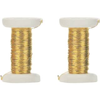 👉 Binddraad goud 2x stuks metallic bind draad/koord van 4 mm dikte 40 meter
