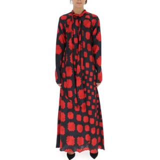 👉 Lange jurk vrouwen rood met geometrisch patroon