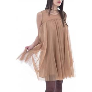 👉 M vrouwen beige Robe trapèze en tulle pailleté