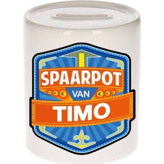 👉 Spaarpot keramiek multikleur kinderen Kinder Voor Timo - Naam Spaarpotten 8719538347694