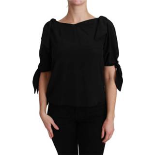 👉 Casual blouse vrouwen zwart met korte mouwen Zijden top 8057155957224