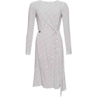 👉 Dress vrouwen wit Ls ecovero twist oysrer smile print
