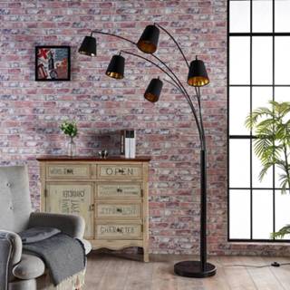 👉 Vloer lamp goud zwart textiele 5.lamps vloerlamp Tinne